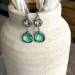 Silpada Silver and Green Drop Earrings